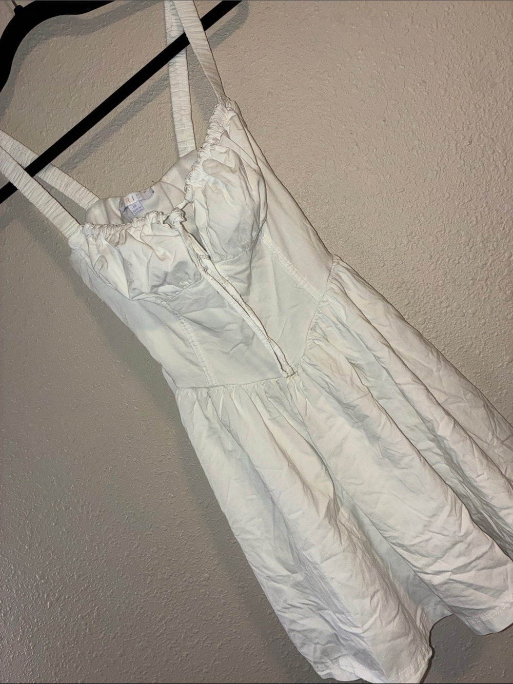 White Corset-Style Sundress with Gathered Bust